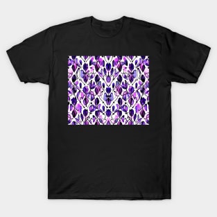 Purple Aesthetic Abstract Foliage Watercolor Pattern T-Shirt